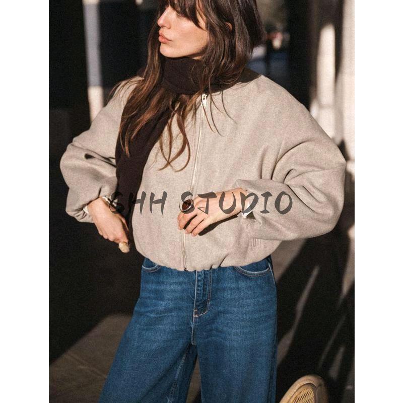 Spring New Women's Clothing Round Neck Long Sleeves Elastic Decorative Layer Soft Pilot Jacket Outwear 3046274