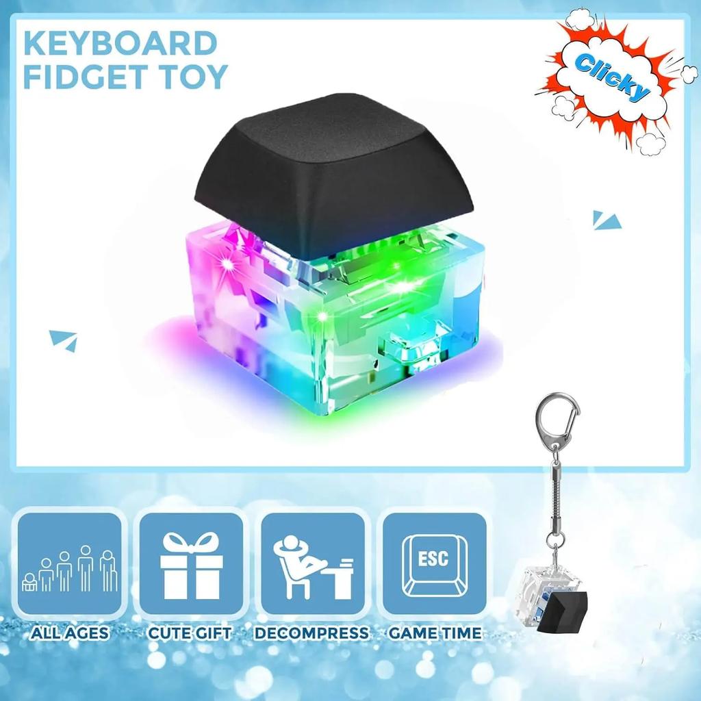 Tastatur Fidget Spielzeug Schlüsselanhänger, Tastatur Dekompressionsspielzeug Tastatur Fidget Spielzeug Stressabbau Geschenke Finger Clicker Spielzeug Schlüsselanhänger
