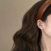 Coffee Wine ~ Retro Pu Leather Hairband French Style High Cranial Pressure Hair Bundle Jennie's Same Style Travel Hairpin