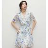 Red-sleeved Sweet Floral Dress, Summer New Women's Clothing, Bubble-sleeved Chiffon Skirt, a Live Stream Explosion