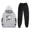 Unisex Anime-Inspired Hooded Sweatshirt Set Winter Thick Cotton Blend Tracksuit Teens Adults