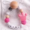 Newest Custom Personalized Name Pacifier Clips Handmade Beech Chains Silicone Beads Holder Soother Baby Teething Toys Chew  Gift