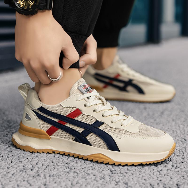 

Кроссовки для бега на открытом воздухе, мужская обувь из сетчатой ткани, дышащая и удобная, повседневная спортивная модная обувь 2025 года, новая мужская одежда 44 бежевый