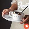 Hi Ceramic Coffee Cup With Saucer Spoon Cartoon Cat Teacup Breakfast Milk Mug Bread Dessert Dish Gift