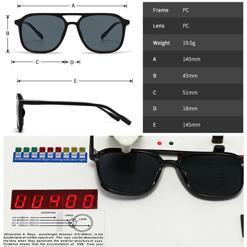  Retro Double Bridges Men Square Sunglasses Fashion Green Leopard Women Trending Gradient Sun Glasses