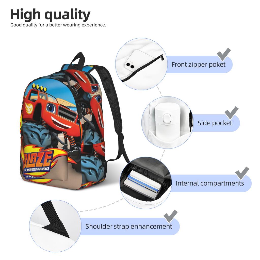 Blaze and the Monster Machines Casual Backpack Sports Student Work  Daypack for Men Women Laptop Canvas Bags