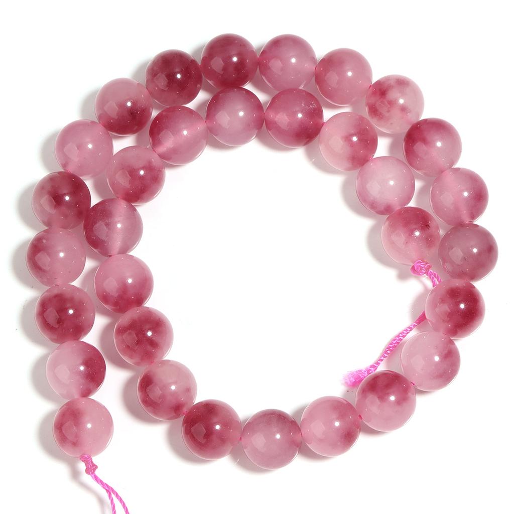 1 Strang 4/6/8/10/12mm Natürliche Chalcedon-Steinperlen Heißrosa Fallende Blüten Lose Perlen Für Schmuckherstellung DIY Armband Halskette