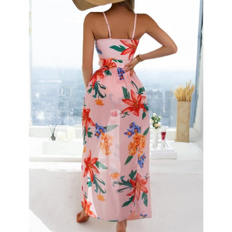 3 Pieces Floral Print Knot Front Bikinis 2025 Women Ruffle Swimwear Female High Waist Swimsuit With Beach Skirt Bathing Suit