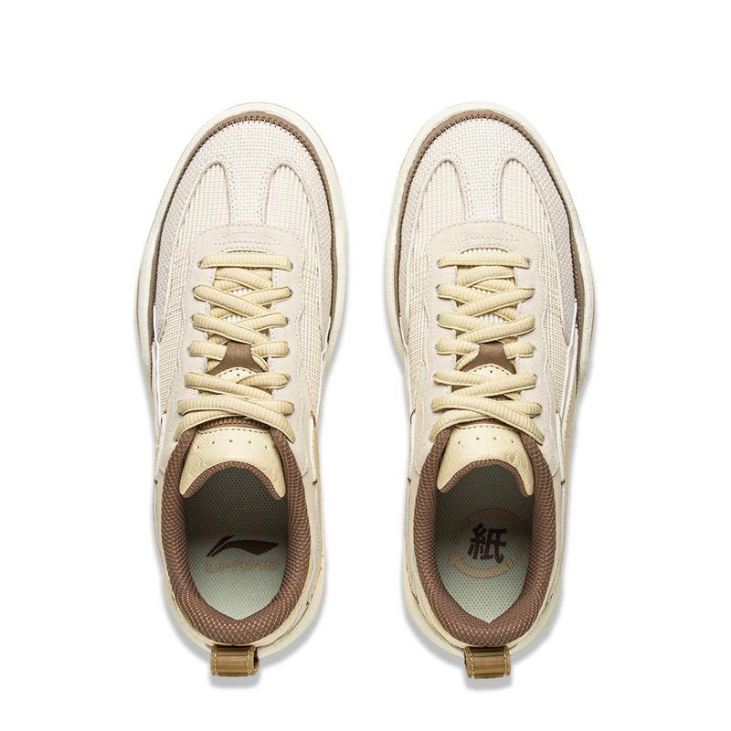 Li Ning Chongwen Lekkie Buty Skate z Amortyzacją Odbicia Odporne na Ścieranie Niskie Unisex Buty Skate Kremowo-Białe AECV011-3