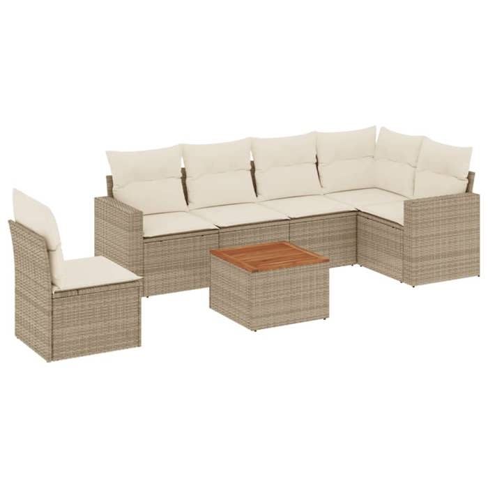 VidaXL Garden Lounge Set with Cushions 7 Pcs Beige Braided Resin 3224147
