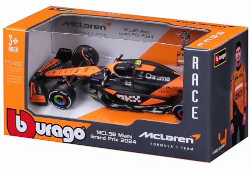 BURAGO 1/43 Scale Model McLaren F1 Team MCL38 (2024) No.4 L. Norris (Window Box) Finished Product BUR38214N