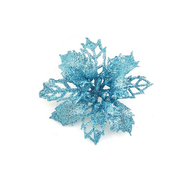 10cm Pink Glitter Poinsettia Christmas Tree Ornaments & Decorations
