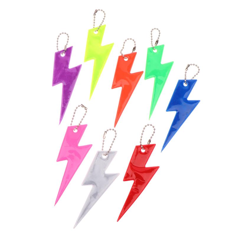10Pcs Reflective Lightning Keychain High Brightness Reflective Night Keyring Portable Night Safety Key Chain Student Bag Pendant