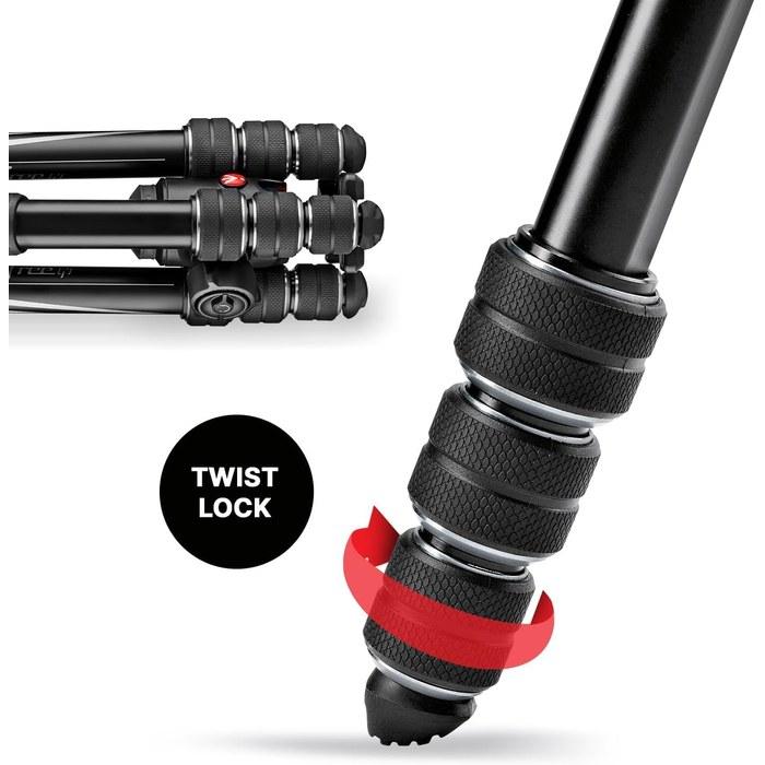 Manfrotto Befree GT Aluminum Travel Tripod 4-Section with Twist Locks - Max Height 164cm - 1.85kg - 12kg Load - Ball Head - JP A00005BMN
