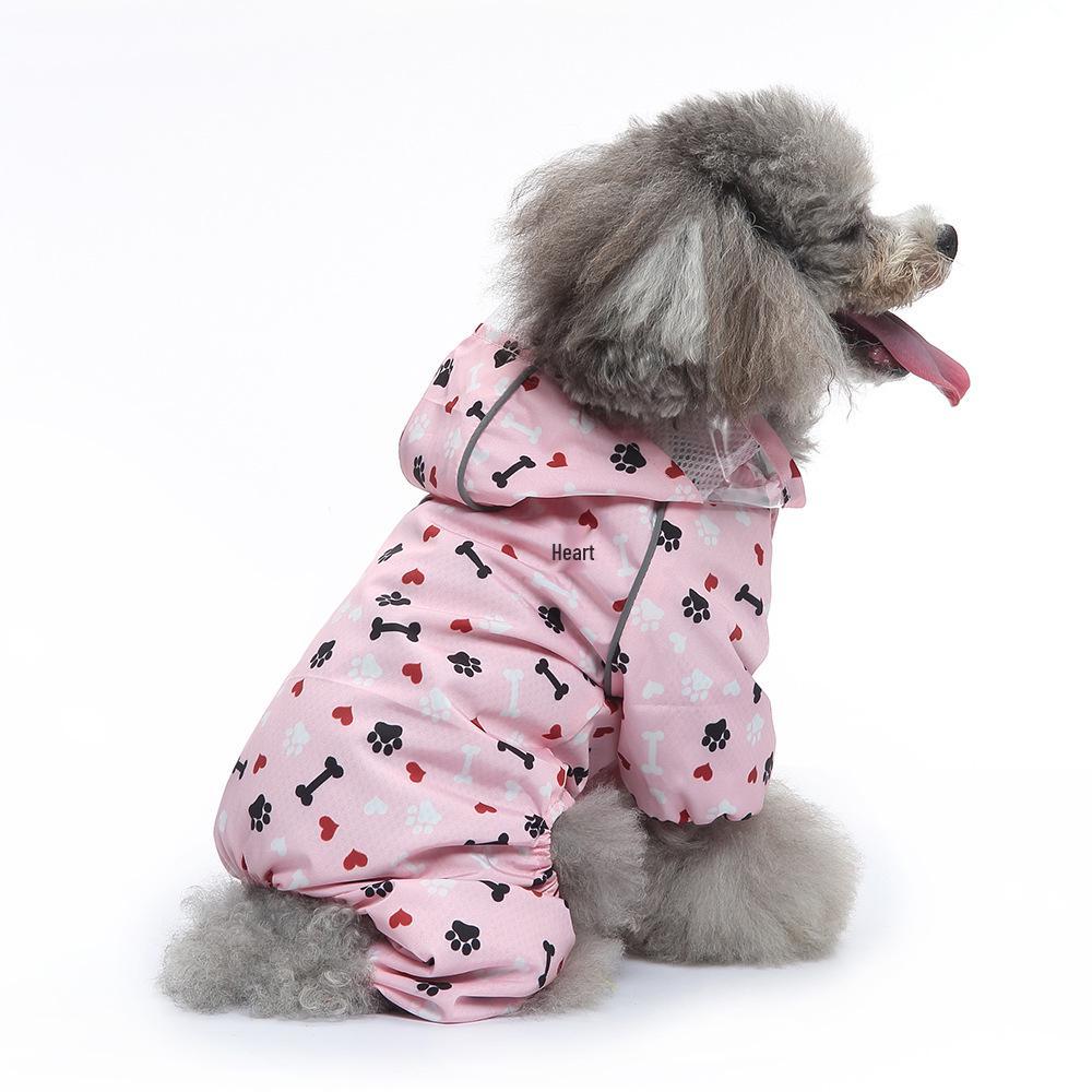 Universal Dog Raincoat with Foot Covers & Leash Access, Animal Design & Belly Wrap - Fits Small to Large Breeds