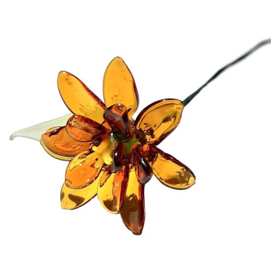 Ručně foukaná skleněná květinová dekorace s drátěným stonkem, ručně vyráběná figurka s barevnou glazurou, květinová váza, ozdoba do domácího obývacího pokoje, na kancelářský stůl