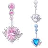Fashion Butterfly Heart Belly Button Ring Shiny Zircon Navel Piercing Ring For Women Sexy Body Jewelry Accessories Gifts