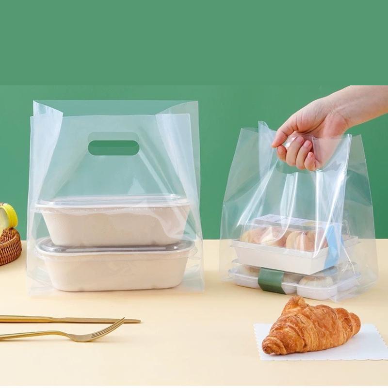 Transparente Plastik Wiederverwendbare Tragetasche Kuchen Dessert Obst Verpackungsbeutel Geburtstag Hochzeitsparty Geschenke Dekorationsartikel Verdickte Tragfähige PE-Tasche
