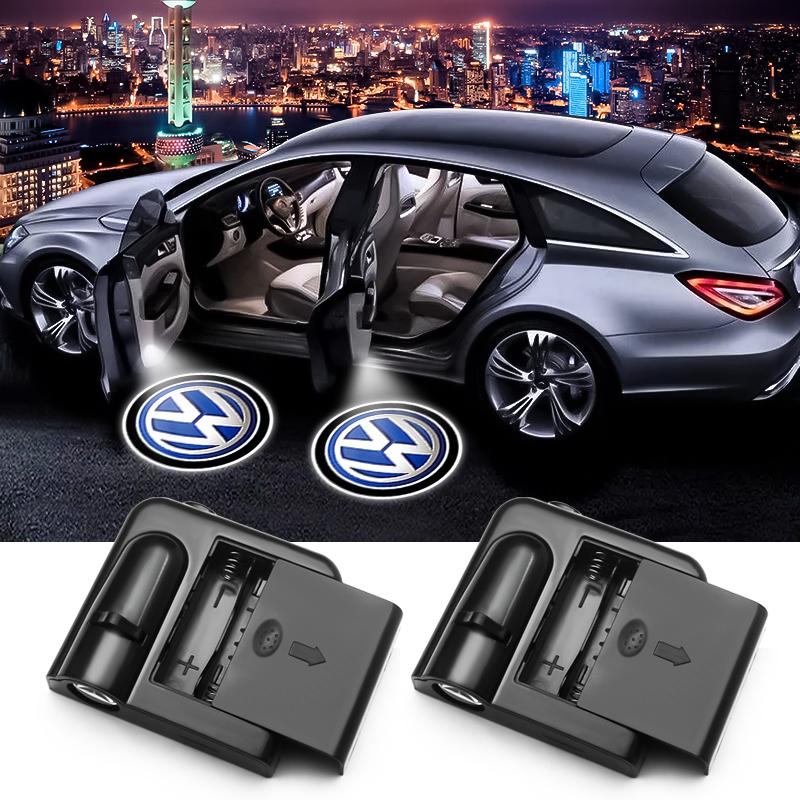 2Pcs Wireless LED Car Door Welcome Light Projector Ghost Shadow For VW Golf 4 5 6 7 Passat B5 B6 B8 Tiguan Polo Jetta GTI R LineKD1