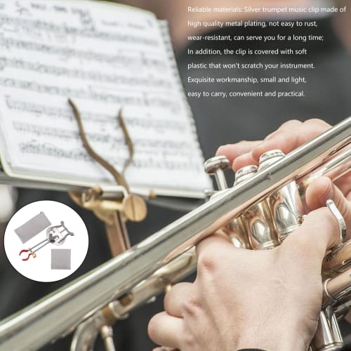 Bstinay Trumpet Lyre Sheet Clip, Music Score Holder for Marching Band, Metal, Silver