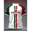 Dies ist das Print Herren Portugal Flagge Vertikaler Streifen PORTUGAL Buchstabe Trainings T-Shirt Kurzarm Trikot Geeignet für Sport