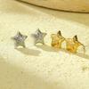 GEMCHIC Women's Hammered Five-Point Star Earrings, Vintage Style, 18K Gold Plated Stainless Steel Stud Earrings for Daily & Party