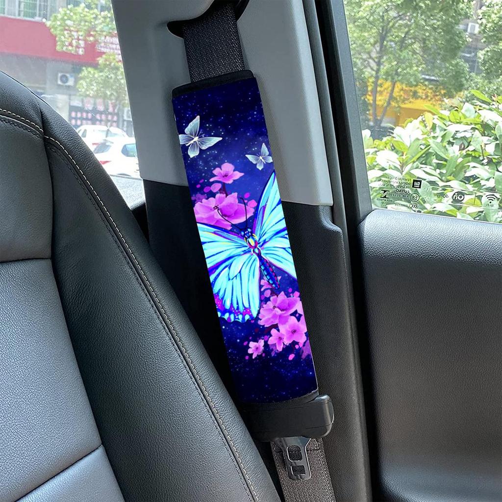 Car Seatbelt Cover - Comfortable Shoulder Pad with Black Straps for All Vehicles, Seatbelt Padding|Elegant Accessory|Stylish Car Decor