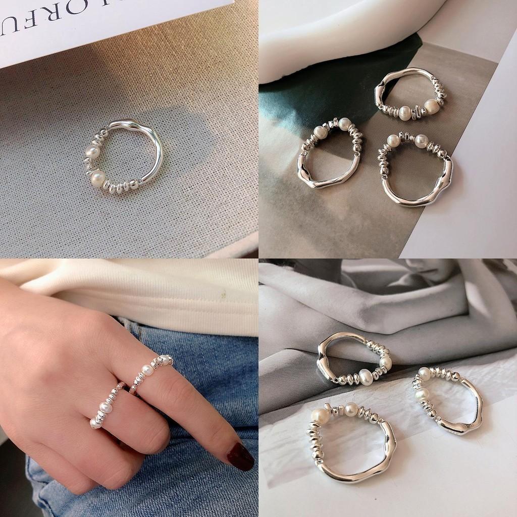 Stylish Summer 2023 Copper Ring With Natural Pearl Unique Geometric Fashion For Women