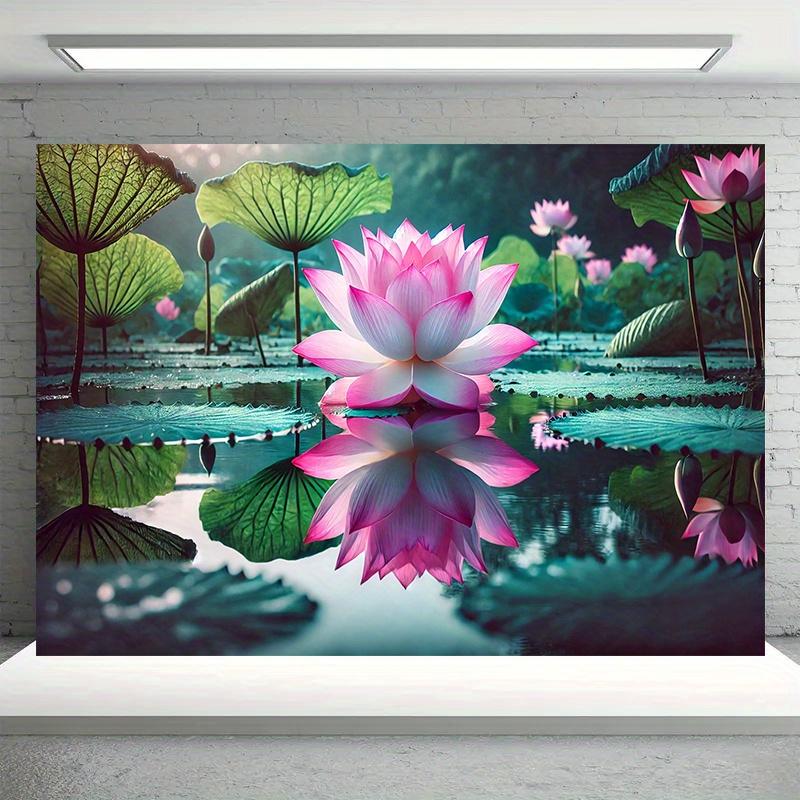 Chinese Lotus Background Tapestry Living Room Garden Meditation Room Room Decoration Polyester Fiber Wall Hanging Home Decor