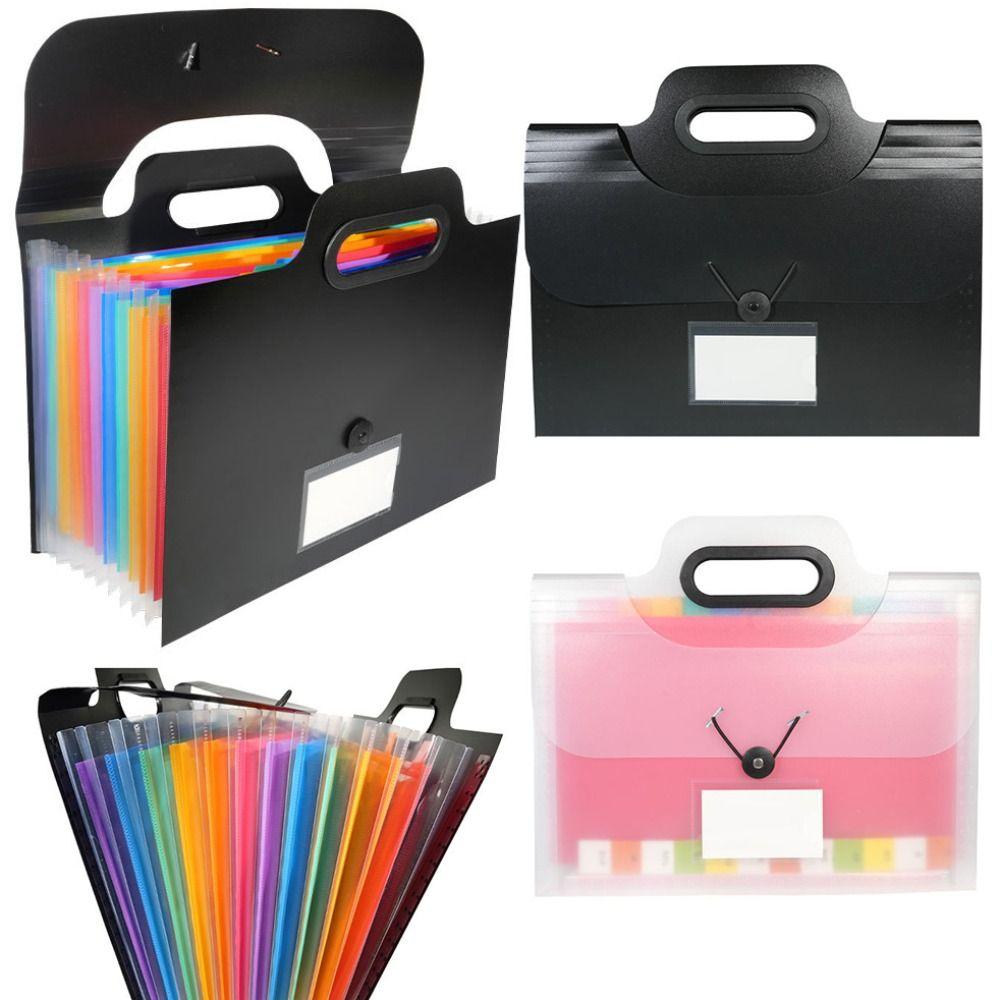 13 Grid Handheld Accordion Bag Large Capacity Documents Organizer A4 File Folder  Office Student