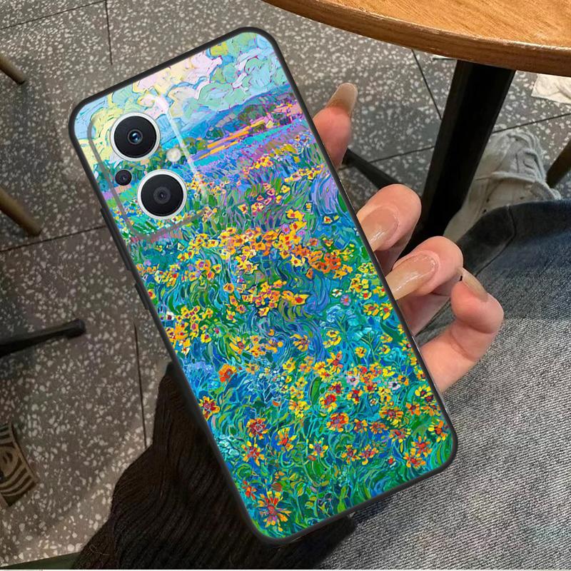 Colourful Flower Painting Art For OPPO Reno 14F 13F 12F 11F 10 11 12 13 14 Pro 7 8 Lite 8T OPPO Find X5 X6 X8 X9 Pro Case