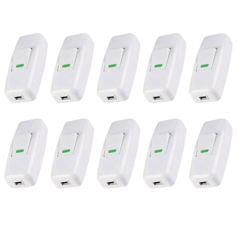 Home Appliance Inline Cord Switches 16A 250V Single On Off Line Unit, Plastic Insulated Housing for Daily Repair Projects