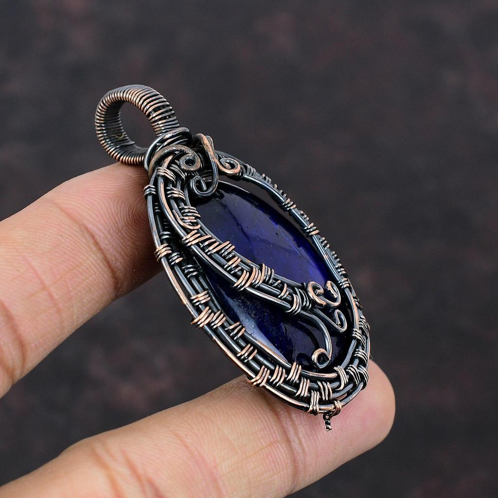 Blue Fire Labradorite Pendant Copper Wire Wrapped Jewelry Gemstone Pendant For Women Handmade Jewelry Gift For Her Copper Wire Wrap Pendants