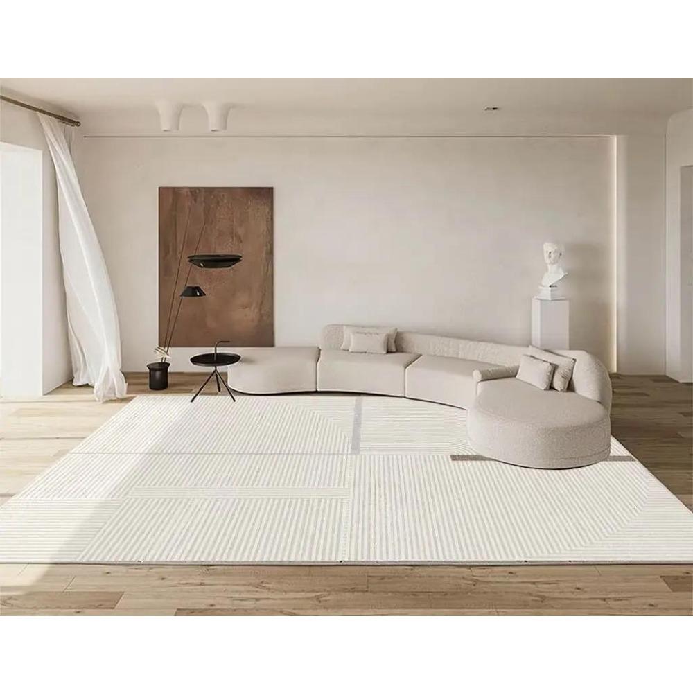 Modern White Minimalism Large Living Room Carpet Light Luxury Beige Decoration Bedroom Carpet Soft Lounge Rug Washable Floor Mat