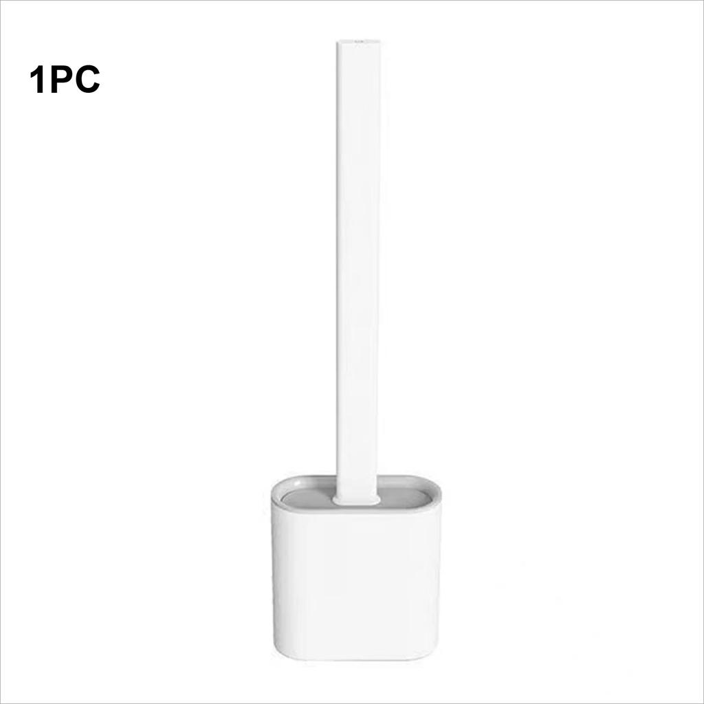 Flexible Toilet Brush Cleaner Long Handle Hanging Silicone 360 Degree No-Dead-Corner Flexible Cleaner Brush Holder Set Bathroom