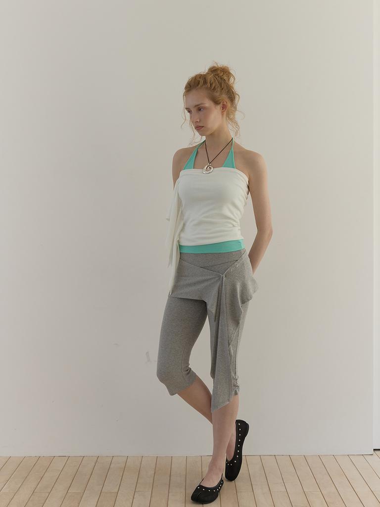 Asula Scarf Layered Capri Pants (Melange Gray)