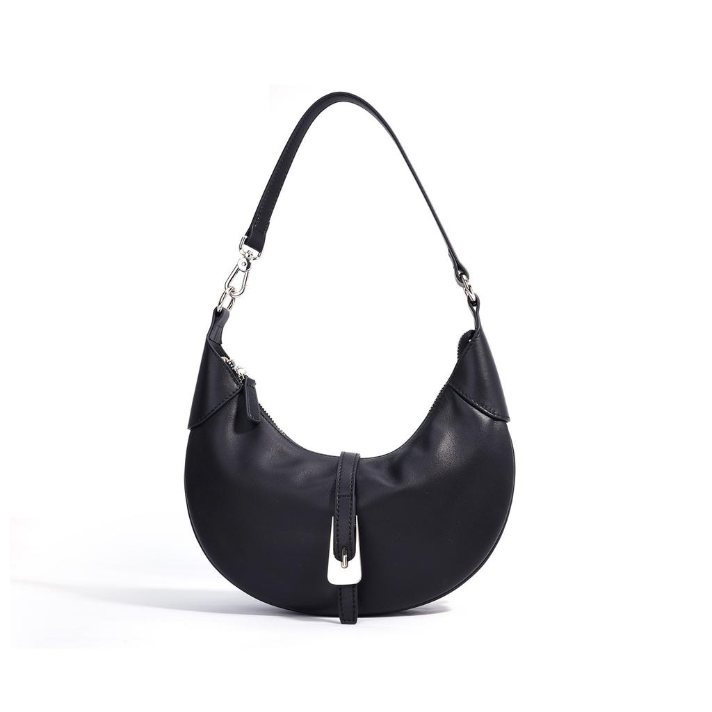 Versatile Design, High-end Top-grain Leather, Simple Crescent-shaped Bag, and Niche Simple Underarm Leather Single-shoulder Bag