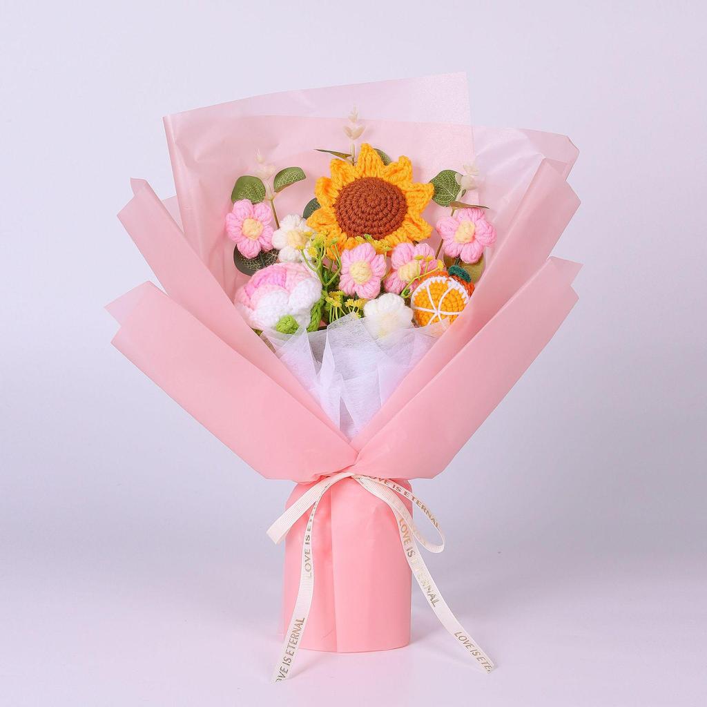Hand-Knitted Rose Yarn Bouquet - Perfect Birthday or Festival Gift for Friends and Teachers