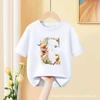 Floral AZ Kids Tshirt 26 Letters Cute ABCD Cartoon Short Sleeve Tee for Girls Summer Fashion Polyester Fabric