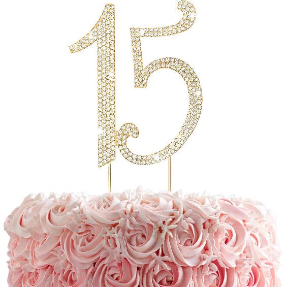 50th Rhinestones Cake Topper, Gold 50th Birthday Cake Decoration, Wedding Anniversary Party Decor Ideal Perfect Keepsake