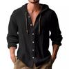 Spring and Summer Men's Cotton Linen Shirts Long Sleeve Hooded Cardigan T-shirt Men's Blouse  Sweatshirts Beach Shirts