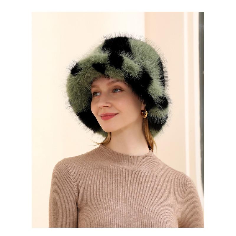 Autumn and Winter Fur Hats, Children's Zebra Patterned Fisherman Hats, Warm Plush Basin Hats