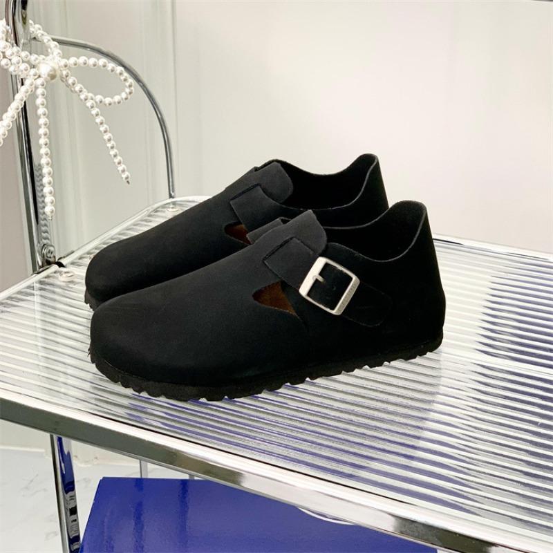 Spring and Autumn leather bag head cork thick sole one pedal lazy shoes all-inclusive single shoes women's