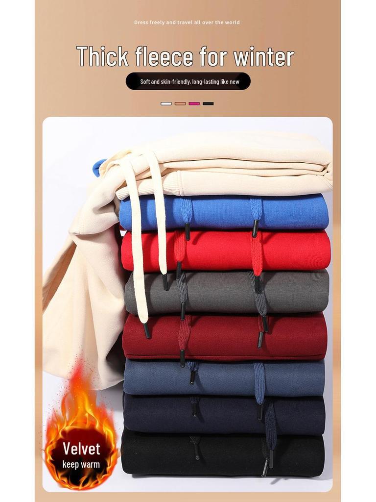 2025 Autumn/Winter Retro Hooded Oversized Fleece Sweatshirt