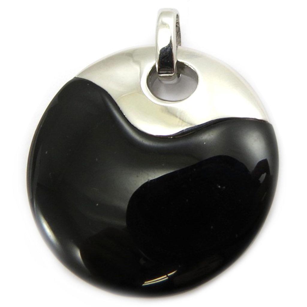 Les Trésors De Lily [G6460] - Silver 'Obao' Onyx Pendant