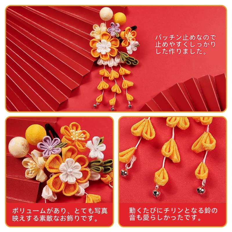 OTAKUMARKET Hair Ornament Set for Set with Perfect for and Includes for Girls Ages 4 Colors Shichi-Go-San Coming-of-Age Ceremonies, 3-Piece