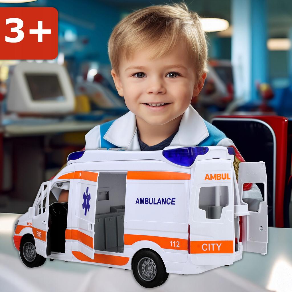 [PACZB] Ambulanza + Barella Ambulanza con Suono Motorizzato LED Z3170