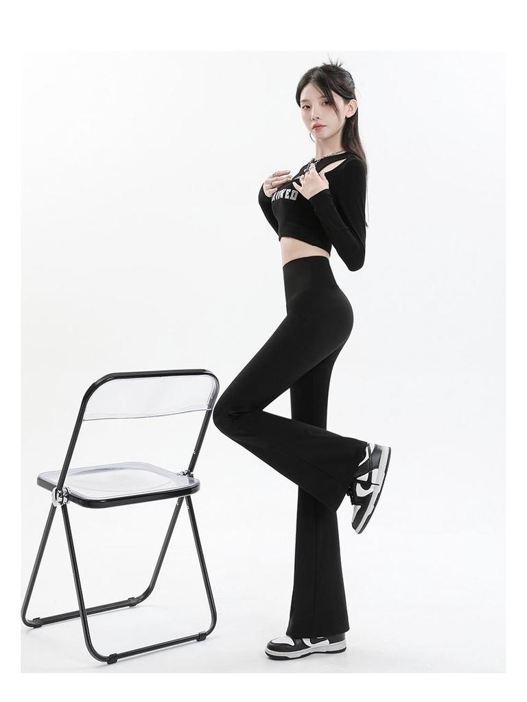 Barbie Hosen mit weitem Bein: Hohe Taille, Hohe Elastizität, Koreanischer Stil Herbst/Winter Leggings für Damen