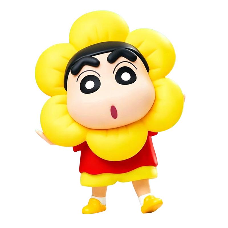 Genuine Crayon Shin-chan Medium Figure: Dynamic Kamen Sunflower Design, 21-22cm Tall Desktop Ornament