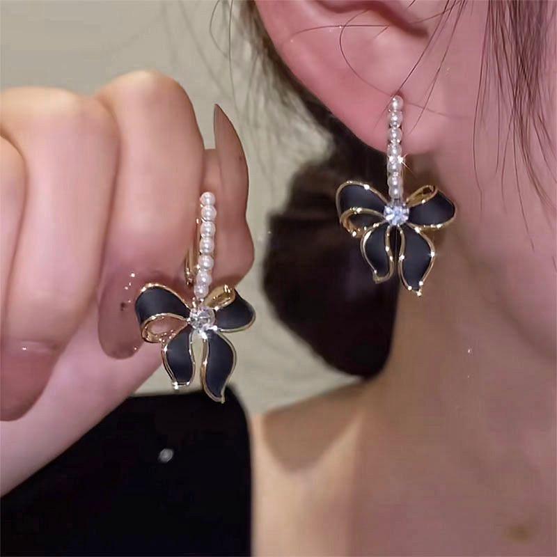 Elegant Black Butterfly Tassel Earrings - Sweet, Cool, and Versatile Design
